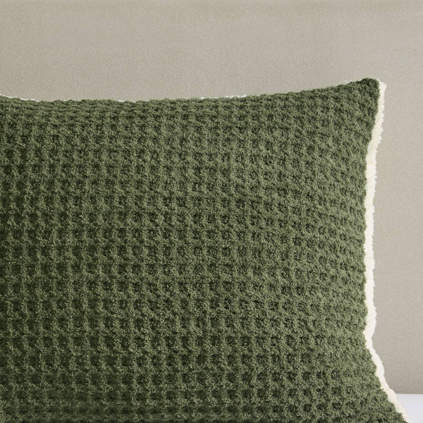 English Elm 2 Pieces Twin Waffle Knit Chenille Comforter Set with Plush Sherpa Reversible Cozy Bedding Ensemble Olive 20.47 L x 11.42 W x 9.84 H B035P381296