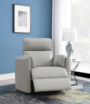 English Elm Sagen Gray Faux Leather Glider Recliner with Swivel, Pocket Coil Comfort, Low Wall Clearance 9" B2726P241794
