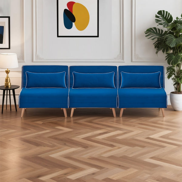 English Elm Canon Foldable Velvet Sectional Sofa Bed - Space-Saving, Quick-Convert To Twin Beds, 3-Position Comfort W3391S00012