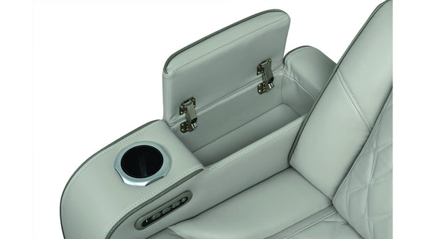 English Elm Fortuner 3PC Gray Faux Leather Living Room Set with LED, Massage, Power Recliners, Bluetooth Speakers B009S01498