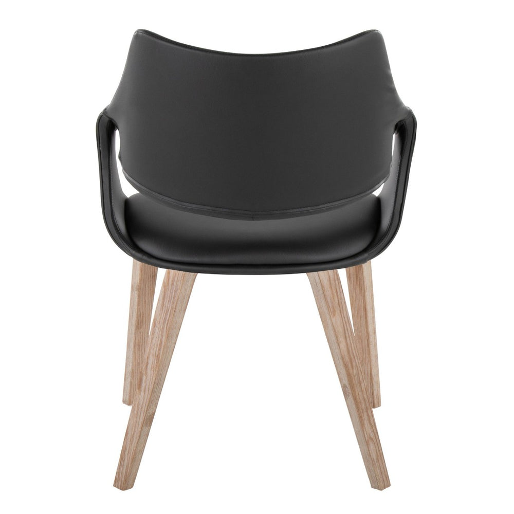 English Elm Chair Set of 2 with Padded Faux Leather Seats and Bentwood Whitewashed Legs B202S02071