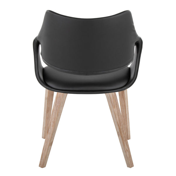 English Elm Chair Set of 2 with Padded Faux Leather Seats and Bentwood Whitewashed Legs B202S02071
