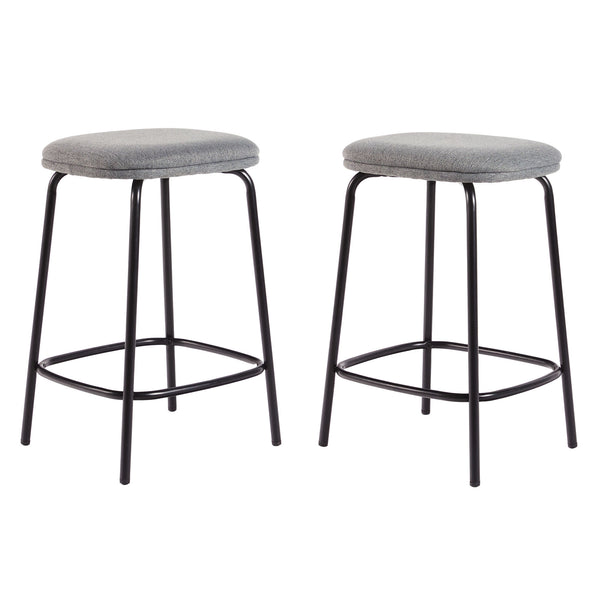 Simple Counter Stool with Upholstered Seat - Set of 2 Charcoal MUTD7DCL Walker Edison