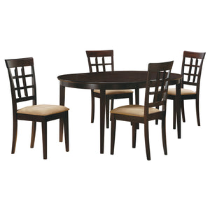 English Elm Missell Zen-Inspired 5-Piece Dining Set With Cappuccino Finish And Beige Upholstered Chairs B062S01039