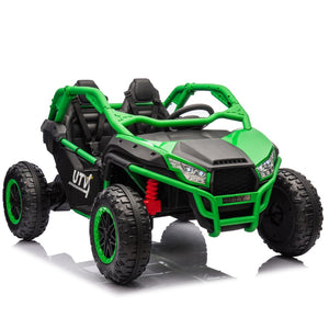 English Elm 24v Two Seater Kids Utv with Parental Remote Dual Motors Four Wheel Suspension Led Green W1578P198435