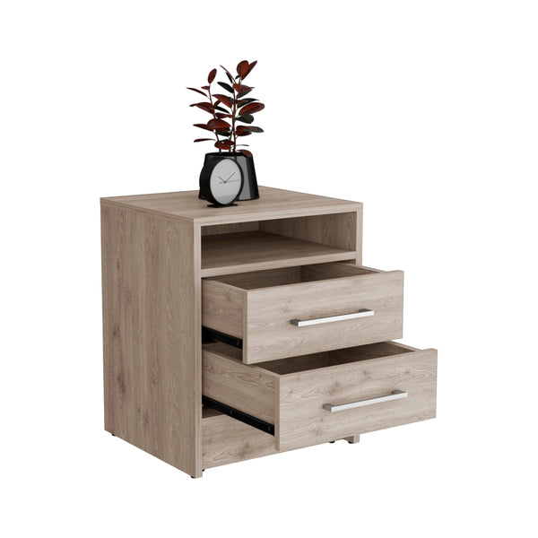 English Elm Eter Compact Nightstand with Two Smooth-Glide Drawers and Top Shelf for Smart Space Saving_x0008_ Gray 22.8 L x 18.9 W x 7.5 H B07091862