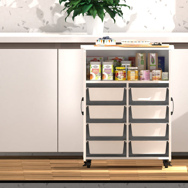 English Elm Kitchen Island With Wheels - Compact Mobile Cart For Crafting, Coffee, And Smart Storage Solutions W3062P289219