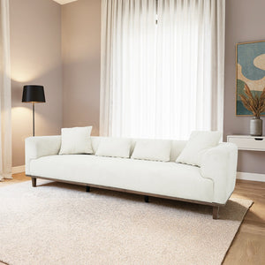 English Elm Richardson Velvet Sofa Scandinavian Minimalist Living Room Seat with Solid Wood Base Cream B183P493698