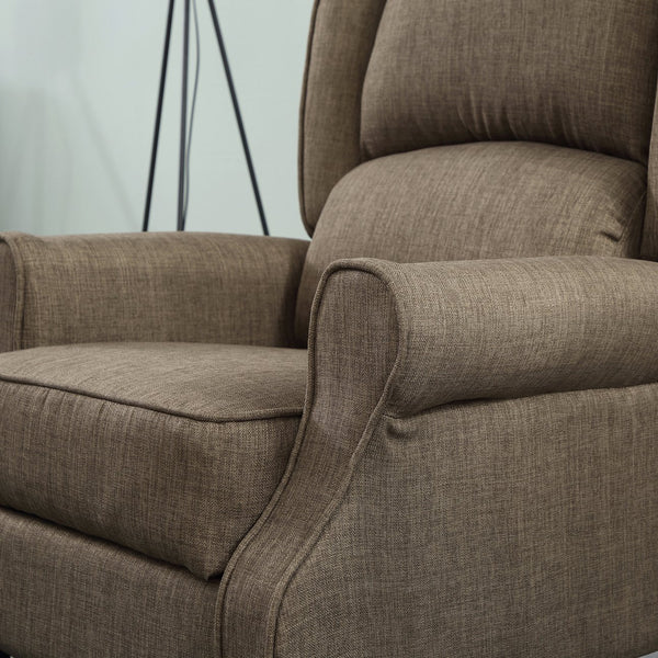 English Elm HOMCOM Linen Massage Recliner Sofa with Heat & Remote, Pocket Spring Comfort, 140° Recline Brown W2225P173853