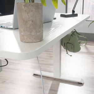 English Elm Sit/Stand Desk - Modern White Finish For Ergonomic Workspace, Usb Charging, Easy Assembly & Stability B356P402648-GIGA