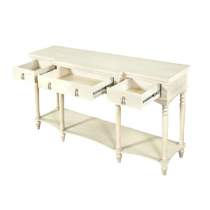 English Elm [video] Solid Pine Console Table Ornate Carved Legs Copper Hardware Soft-close Drawers White N759P433566K
