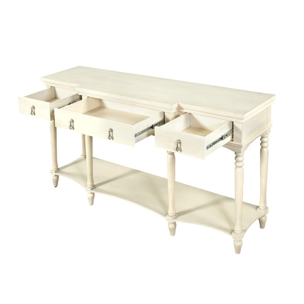 English Elm [video] Solid Pine Console Table Ornate Carved Legs Copper Hardware Soft-close Drawers White N759P433566K