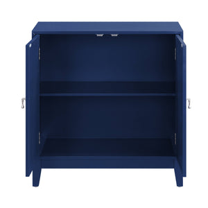 English Elm Einstein Blue Finish Console Cabinet with Mirrored Doors, 2-Door Storage, KD Legs, 70lb Top Capacity B2726P272318