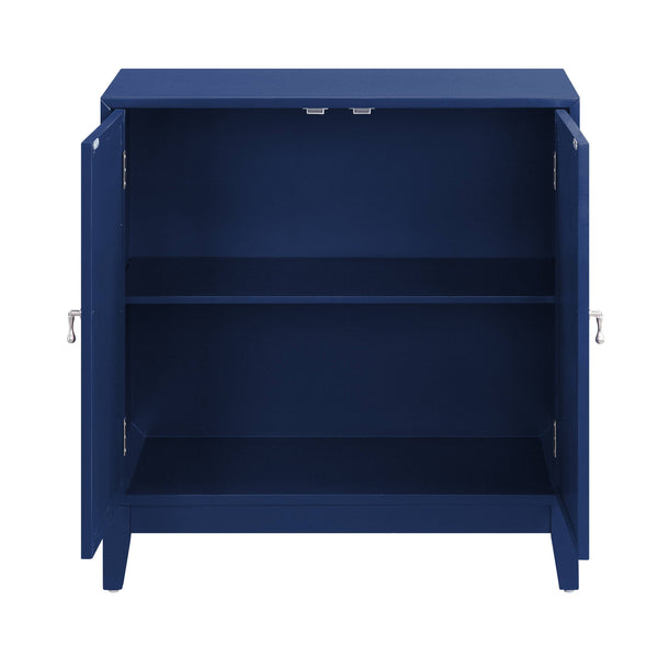 English Elm Einstein Blue Finish Console Cabinet with Mirrored Doors, 2-Door Storage, KD Legs, 70lb Top Capacity B2726P272318