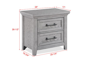 English Elm Light Gray Finish 1 Piece Two Drawers Nightstand Wooden Bedroom Furniture Metal Pull Furniture