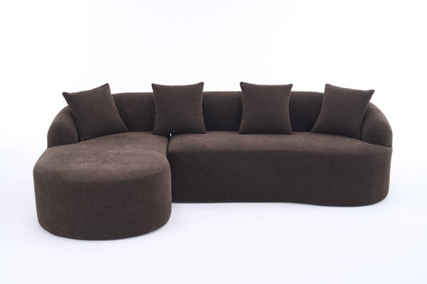 English Elm Compression Compression Sponge Sofa Curved Modular Sectional with 30D High-Density Chenille Sleeper for Cozy Apartment Living Room Comfort and Safe Rounded Design Brown W2231S00029
