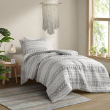 Urban Habitat Rowan Modern/Contemporary Striped Clipped Jacquard Comforter Set UH10-2485 Grey