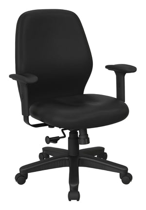 OSP Home Furnishings Mid Back Executive Office Chair Synchro Tilt Lumbar Support Ergonomic Padded Arms Black 3121-R107
