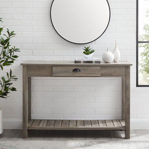 English Elm Walker Edison - Modern Farmhouse 1-Drawer Entry Table in Grey Wash with Slatted Shelf, Durable MDF Storage Charm B185P244051