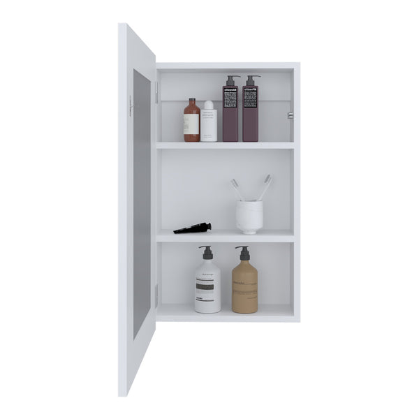 English Elm Juno Narrow Mirrored Medicine Cabinet 25.7" H x 15.7" W — Space-Saving Wall Mount with 3 Shelves for Bathroom and Kitchen White 31.2 L x 19.3 W x 3.6 H B200P240248