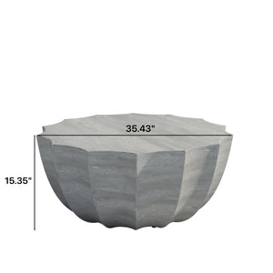 English Elm 35.43" Modern Waterproof Outdoor Indoor Coffee Table — Durable MgO Cement, 220lb Capacity, Stylish Patio Centerpiece marble,White W757P314428