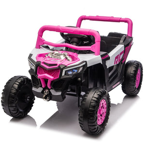 English Elm 12v Kids Electric Utv Ride on Toy with Parental Remote Swing Function and Shock Absorbers Pink W1578P368159