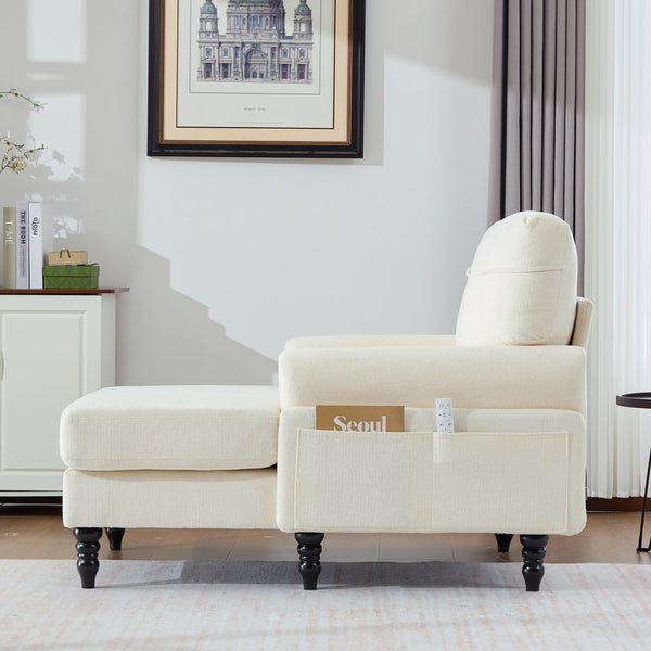 English Elm Modern Chenille Recliner Chaise Lounge Sofa Chair with High-Resilience Foam, Wide Seat, 550lb Capacity Beige W395P371331