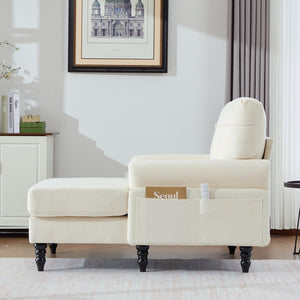 English Elm Modern Chenille Fabric Recliner Chaise Lounge Sofa with High-Resilience Foam, 550LB Capacity, Cozy Plush Backrest and Armrests for Living Room Relaxation Beige W395P371331