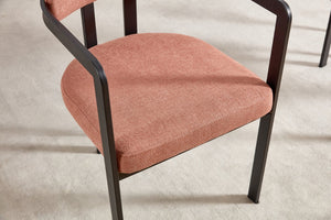 English Elm Modern Tufted Boucle Dining Chairs Set of 2 with Curved Back and Matte Metal Legs Orange W3244P337419