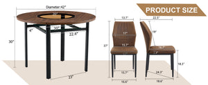 English Elm 42 Inch Round Dining Table Set Wood Grain Mdf Glass Inset with 4 Shell Chairs W1151S04475