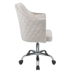 English Elm Champagne Velvet Swivel Office Chair with Chrome Base, Casters & Sloped Arms for Luxe Comfort and Mobility B062P182758