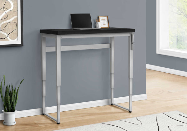 English Elm Computer Desk - Modern Adjustable Standing Desk For Home Office, Sleek Black Laminate & Grey Metal B2710P219899