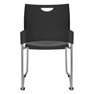 OSP Home Furnishings Sled Base Stackable Commercial Chair with Polyurethane Seat for Office and Lobby Use Black STC8302C4-3