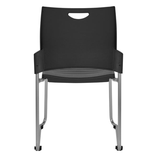 OSP Home Furnishings Sled Base Stackable Commercial Chair with Polyurethane Seat for Office and Lobby Use Black STC8302C4-3