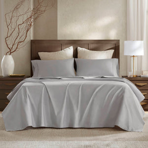 English Elm 4 Pieces King Sateen Sheet Set - Luxurious Egyptian Cotton, Deep Pocket, Breathable & Soft Gray B035P381325