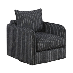 English Elm Contemporary Swivel Accent Chair Striped Plush Upholstery for Modern Living Rooms B011P458632