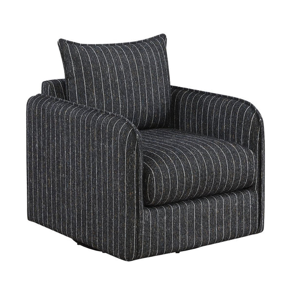 English Elm Contemporary Swivel Accent Chair Striped Plush Upholstery for Modern Living Rooms B011P458632