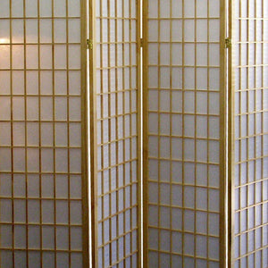 English Elm 70" Tall 4-Panel Screen - Japanese-Inspired Room Divider With Natural Wood Finish For Versatile Spaces B072115959