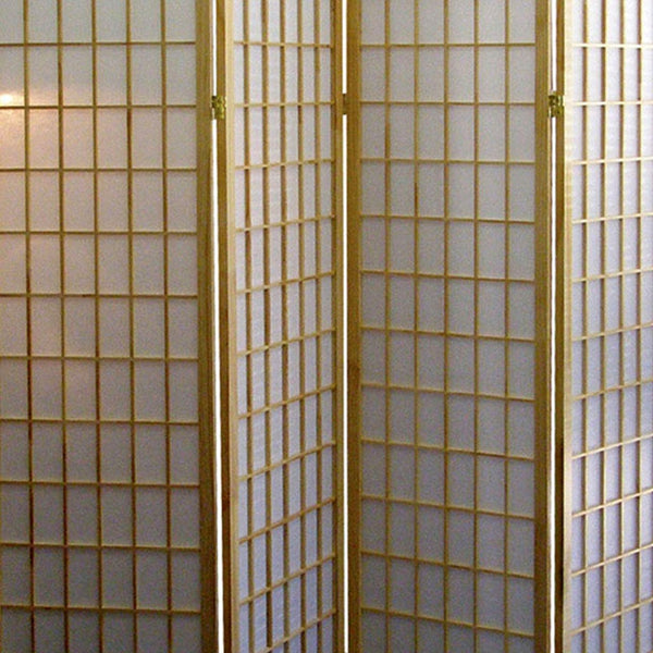 English Elm 70" Tall 4-Panel Screen - Japanese-Inspired Room Divider With Natural Wood Finish For Versatile Spaces B072115959