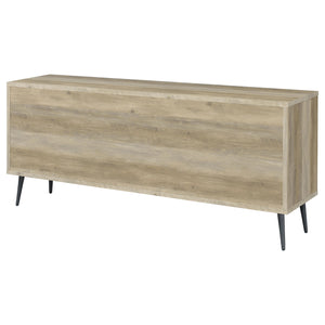 English Elm Greta Scandinavian 2-Door Accent Cabinet in Distressed Pine with Gray Legs, Drawers & Adjustable Shelves B062P358335