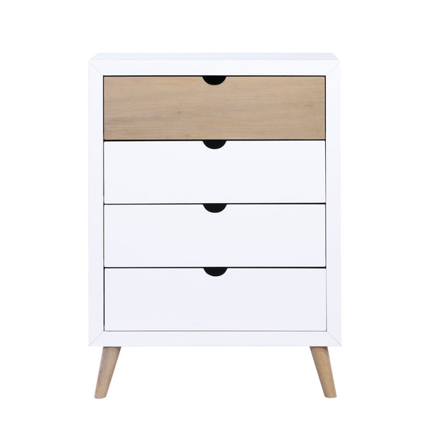 English Elm White Asker Two-Tone Storage Chest with Grooved Handles, Mid-Century Pine Veneer Dresser for Kids Bedroom B011P286909