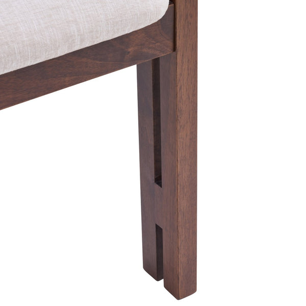 English Elm Indoor Solid Wood Round Back Dining Chairs Cushioned Beige Upholstered Set of Two Walnut N772P411377W