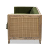 English Elm Georgia 81" Cane Rattan Tuxedo Sofa, Olive Green Performance Velvet