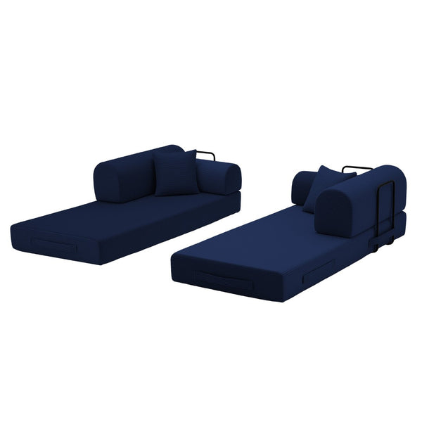 English Elm Convertible Corduroy Floor Sofa Folds Flat as Sleeper Daybed for Studio Living Blue W5532P438821