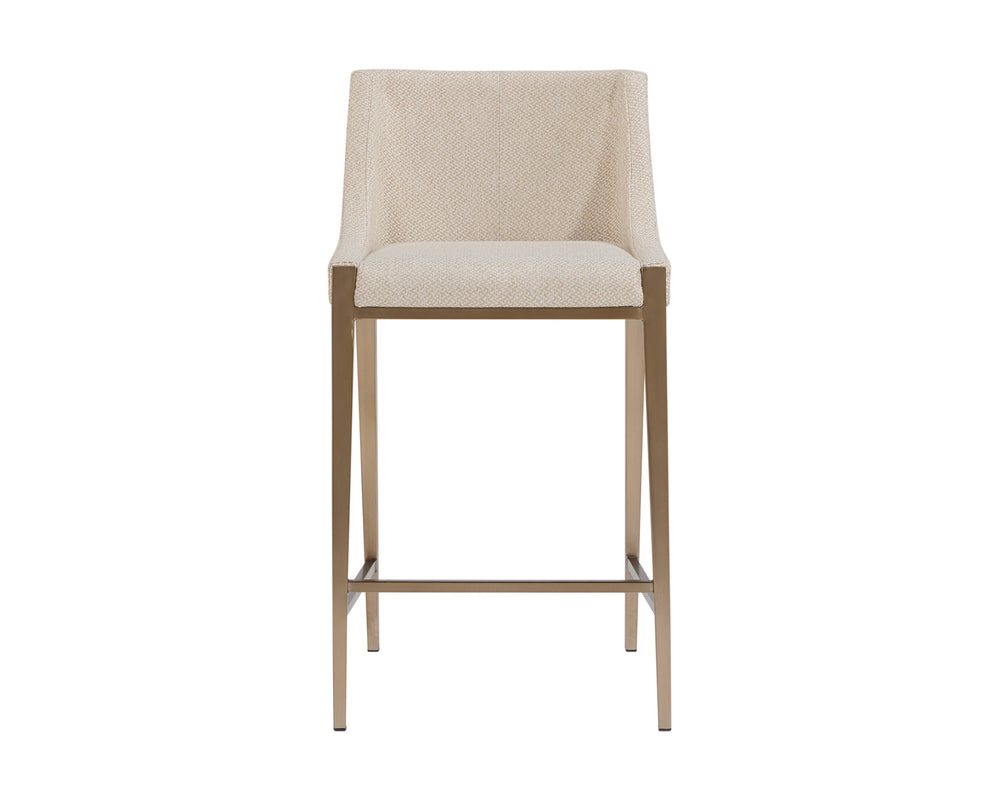 Sunpan Dionne Counter Stool - Modern Design with Antique Brass Legs for Chic Dining and Kitchen Spaces Monument Oatmeal
