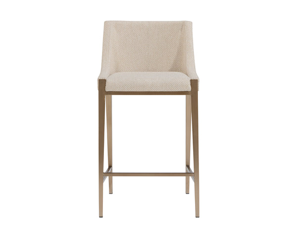 Sunpan Dionne Counter Stool - Modern Design with Antique Brass Legs for Chic Dining and Kitchen Spaces Monument Oatmeal