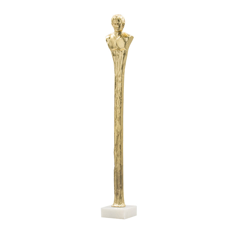 English Elm 5.5X5.5X32" Elegant Gold Roman Statue On White Marble Base - Timeless Decor For Modern Spaces W2078P172357