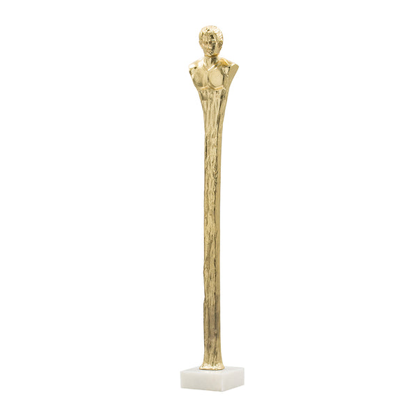 English Elm 5.5X5.5X32" Elegant Gold Roman Statue On White Marble Base - Timeless Decor For Modern Spaces W2078P172357