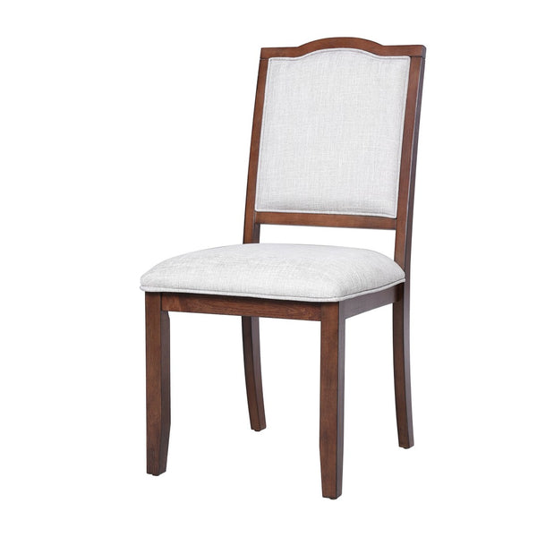 English Elm 6-piece Extendable Wood Dining Set with Linen Upholstered Chairs Bench Seats Eight Cherry N752S000097C