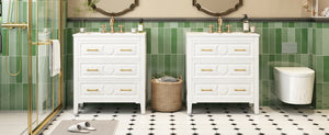 English Elm 60'' Bathroom Vanity Set With Elegant Ceramic Sink, Soft-Close Drawers, Solid Wood Frame Storage Solution N710SS00003K